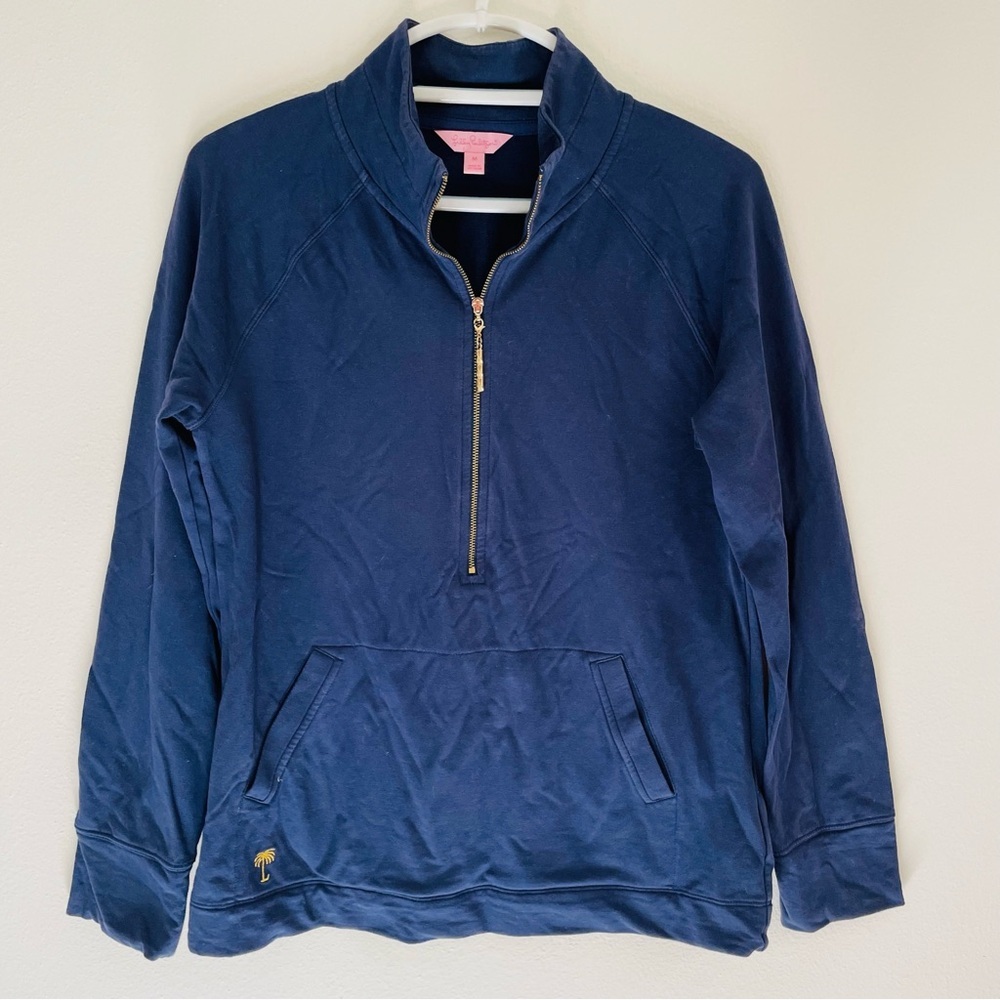 Pullover Lilly Pulitzer Skipper Popover  Half Zip Navy Blue Sweatshirt M